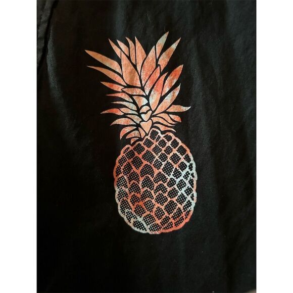 Matix Men's Pineapple Print Short Sleeve Button-Up Shirt Black XL - Picture 4 of 6